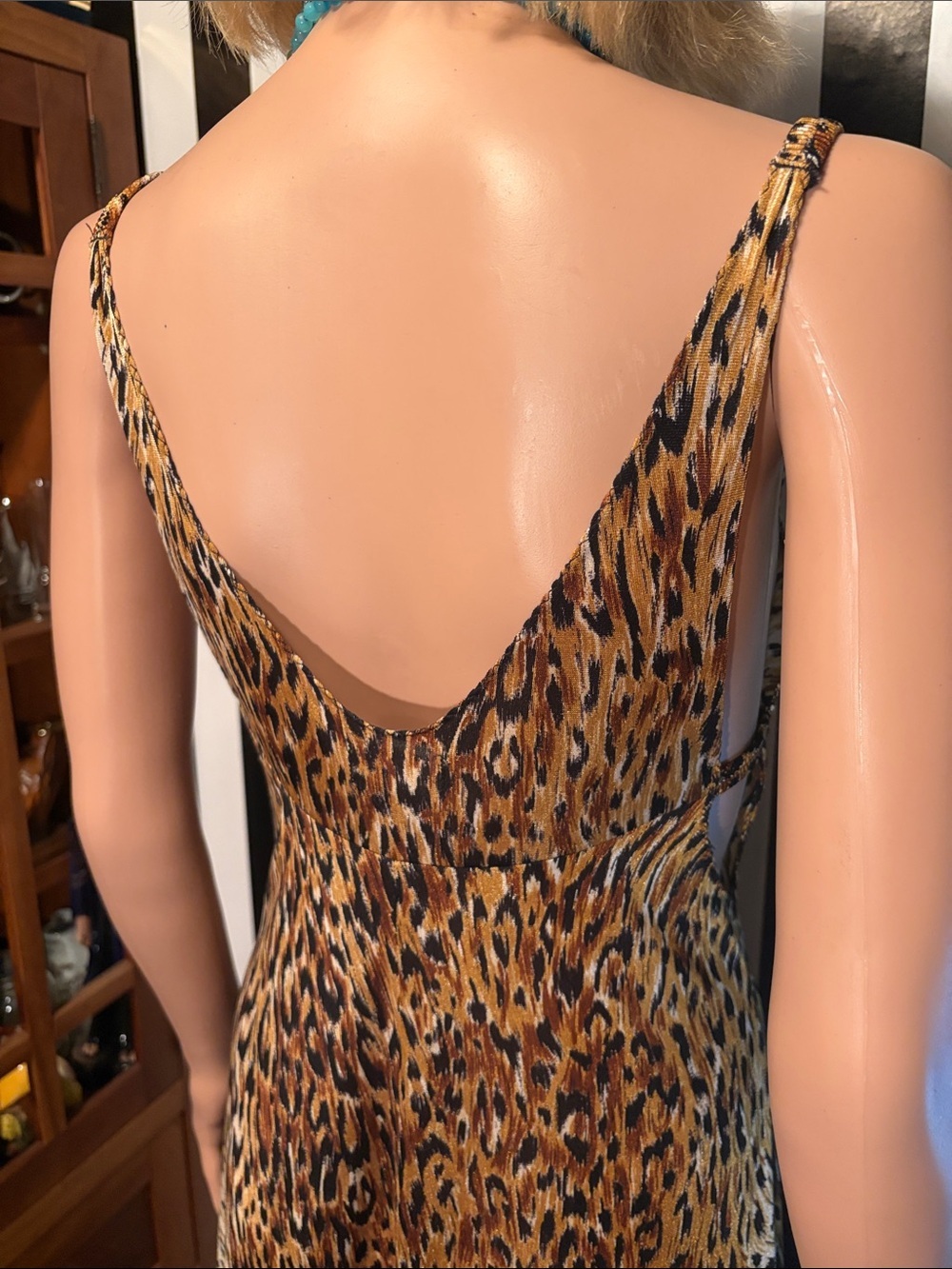 70s Vintage Leopard Print Slip Maxi Dress Sexy Nightgown Dress Size Small 2/4 - Picture 7 of 16